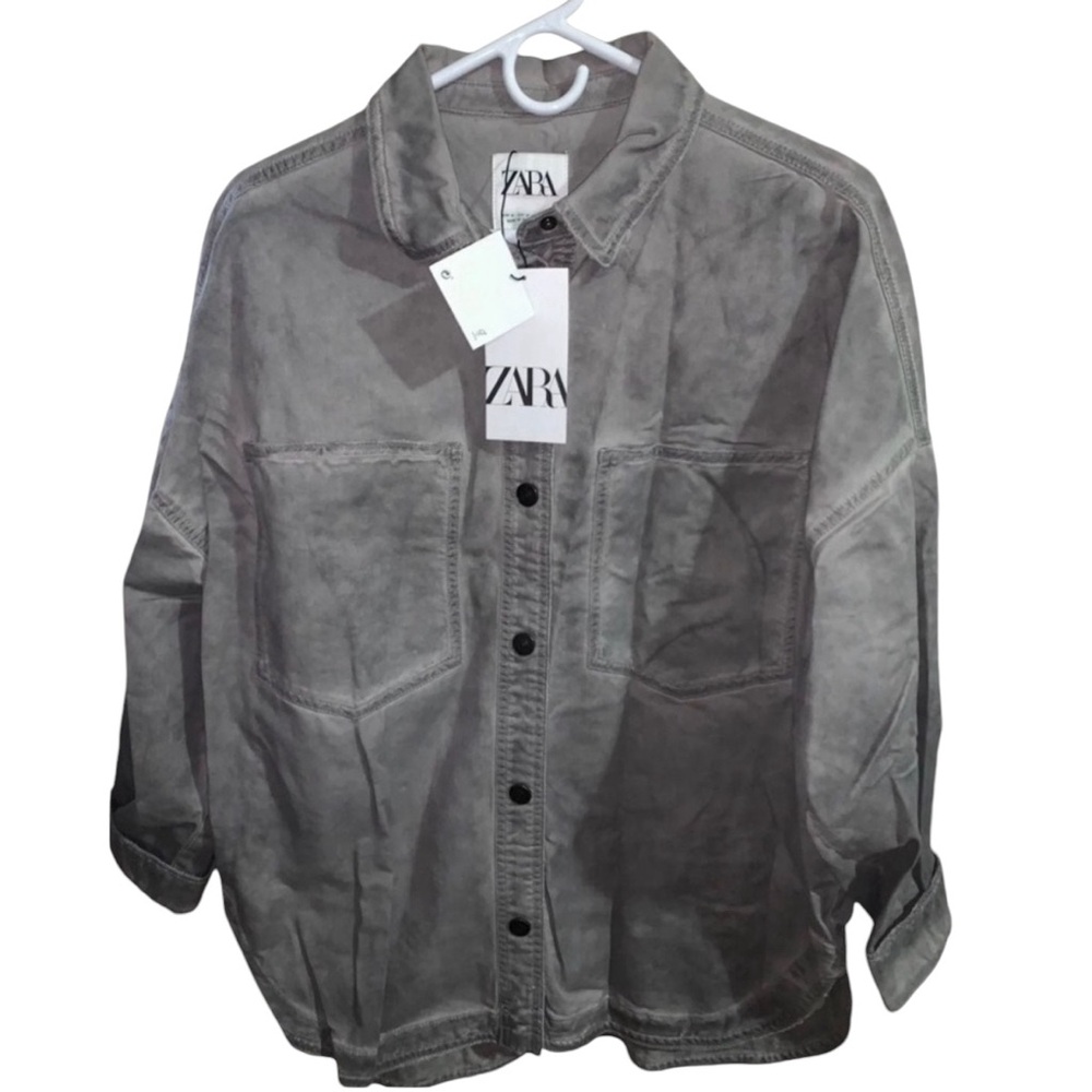 NWT ZARA Wash Effect Overshirt (Shacket) - Picture 6 of 8
